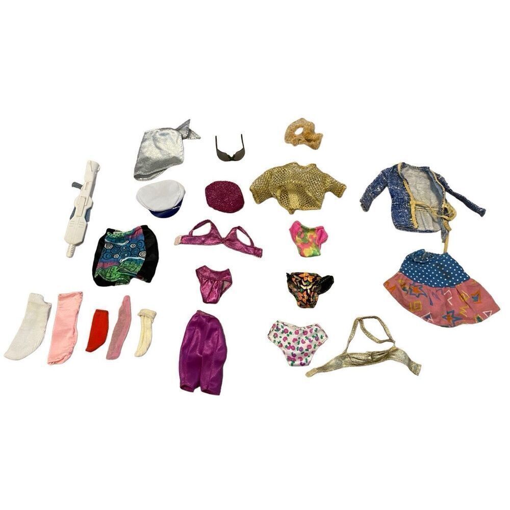 Lot Of 22 Barbie Clothing Swimsuit Hats Skirt Mattel 1990s